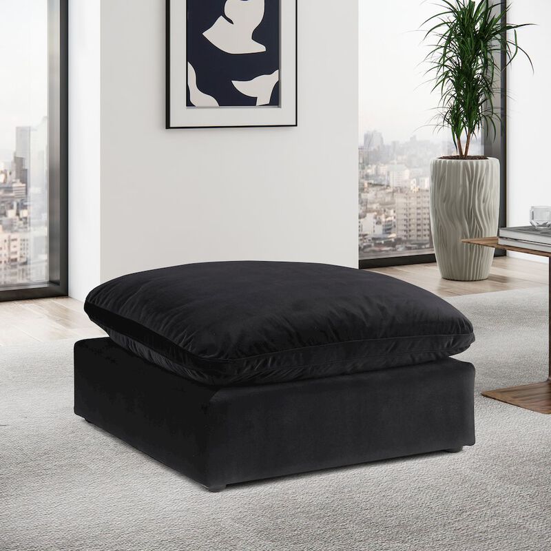 Meridian Furniture Comfy Black Velvet Modular Ottoman