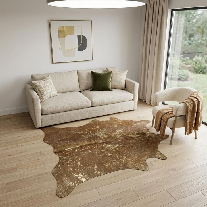 HomeRoots Cowhide Hand Knotted Area Rug