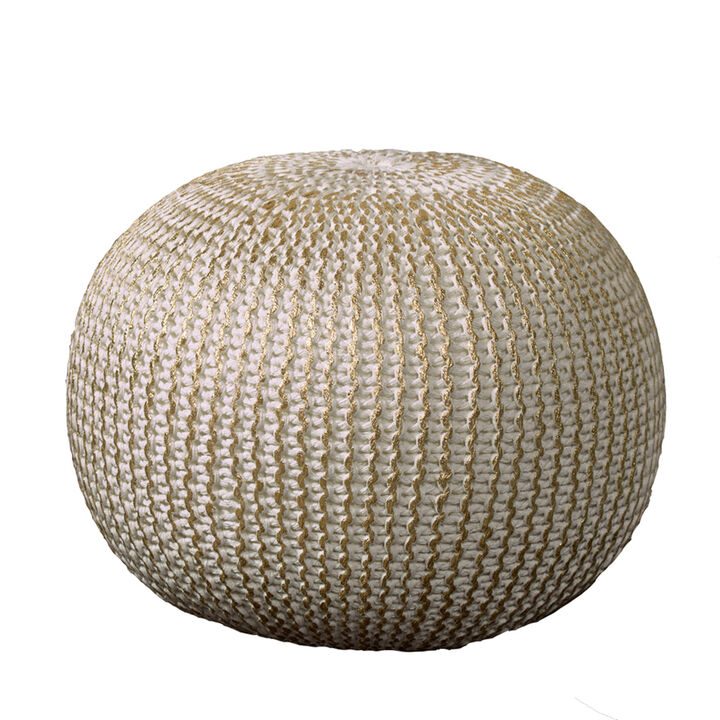 Stylish Round Pouf Ottoman – Soft Cotton Floor Cushion and Footrest