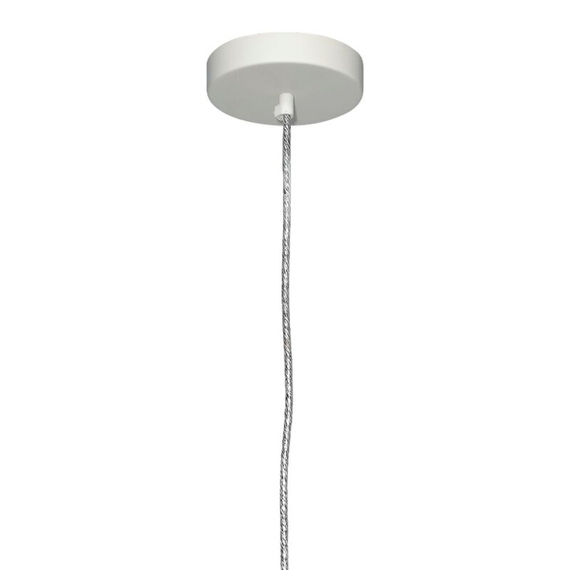 Zoe 96 Inch Pendant Chandelier, Modern Paper Mache Cone Shape, Beige - Benzara