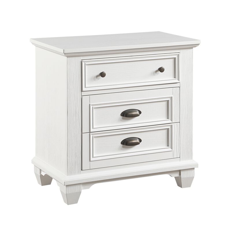 White Finish Two Drawers Nightstand 1pc Traditional Framing Wooden Bedroom Furniture