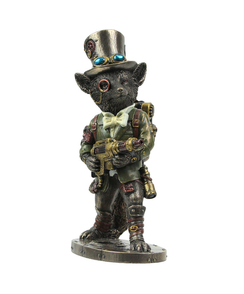 Bronze Finish Steampunk Stagecoach Gentleman Fox Bandit Statue image number 1