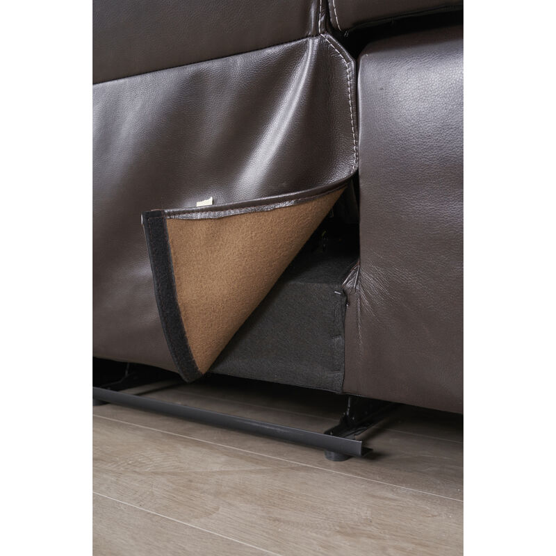 Reclining upholstered manual puller in faux leather, Brown 38.58x38.58x40.16