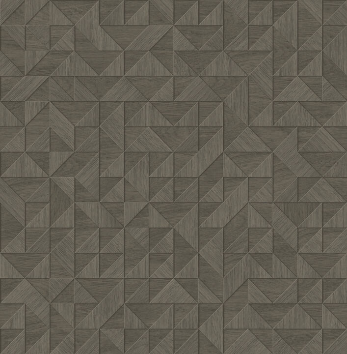 Gallerie Taupe Geometric Wood Wallpaper