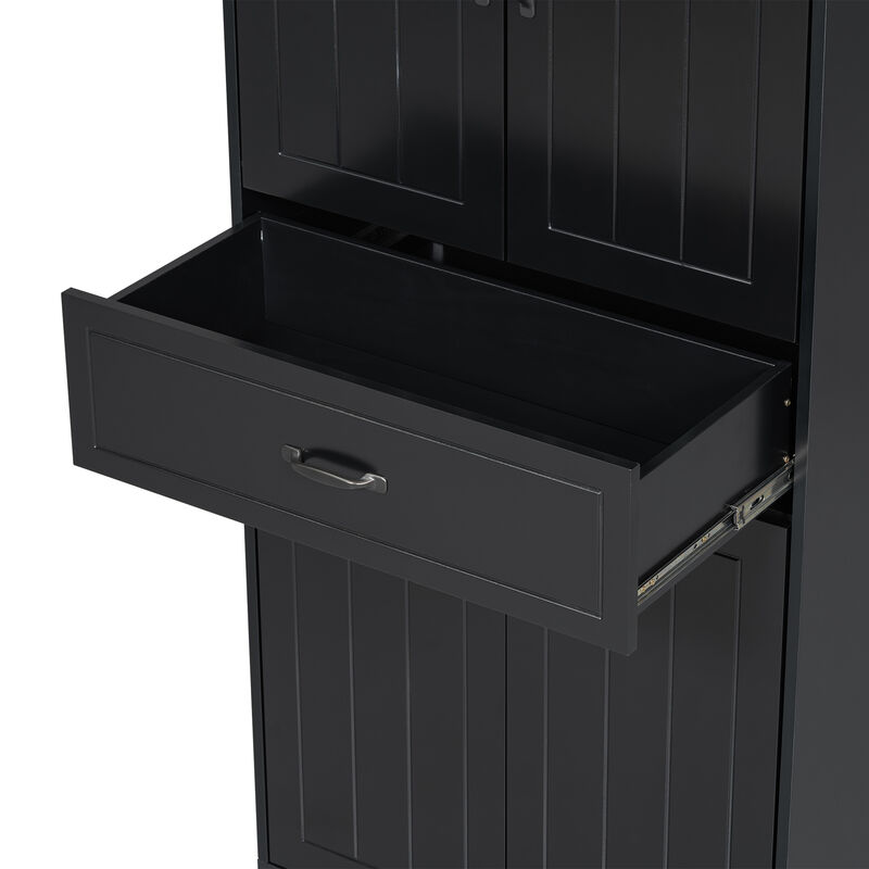 Merax Bathroom Storage Cabinet with 2 Laundry Baskets