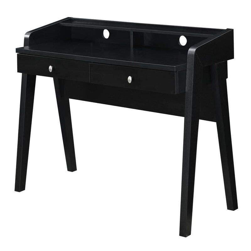 Convenience Concepts Newport Deluxe 2 Drawer Desk with Shelf, Black