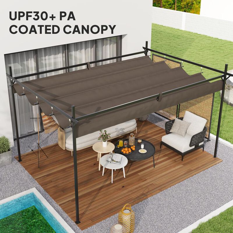 Hivvago 10' x 13' Heavy-Duty Metal Pergola with Canopy image number 4