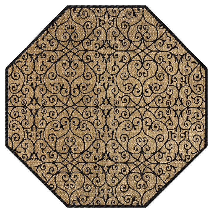 Madrid Vintage Filigree Textured Weave Octagon Indoor/Outdoor Area Rug