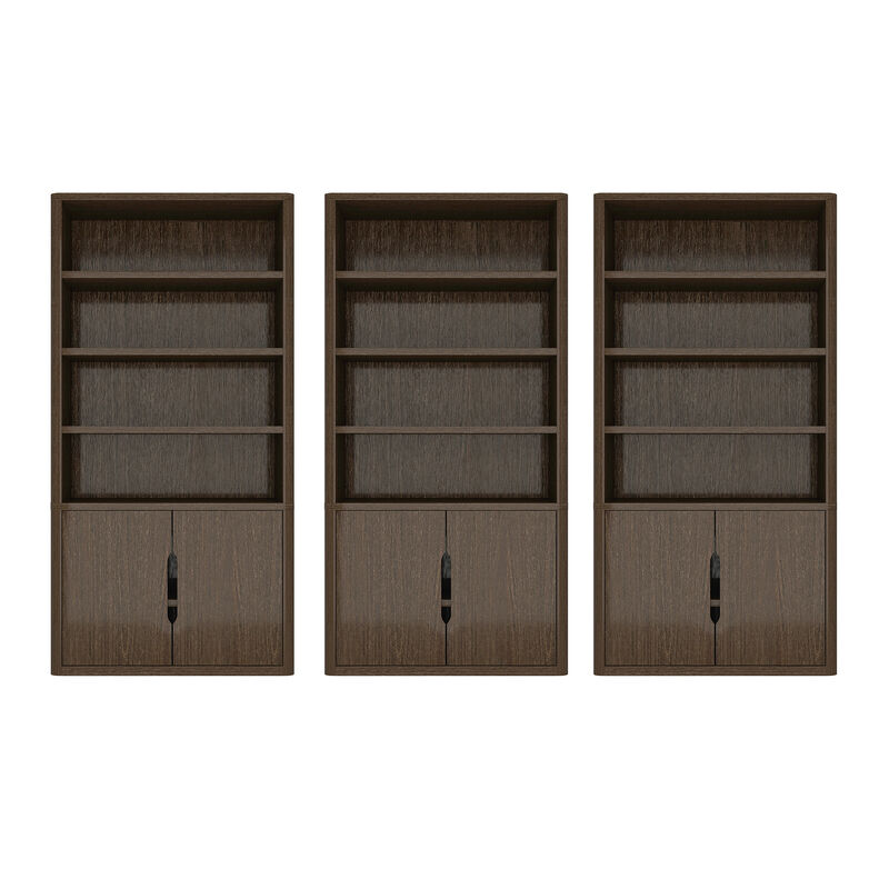 Rivington Brown Bookcase Cabinet (Set of 3)