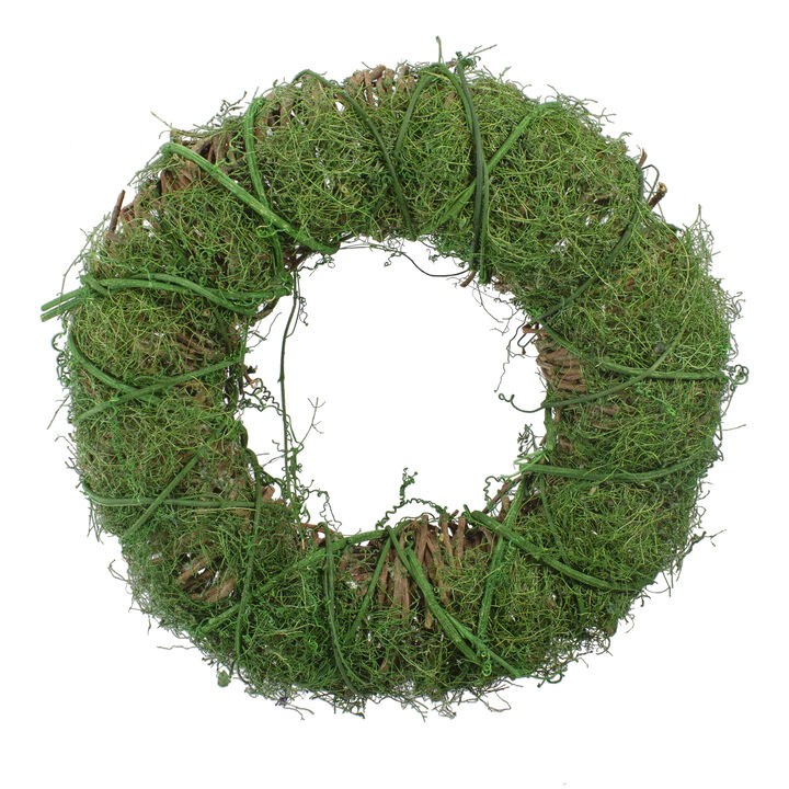 Green Moss and Twig Artificial Spring Wreath  12-Inch