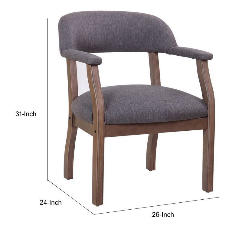 Captain's Guest Chair, Padded Arms, Driftwood Brown Frame, Gray Linen image number 7