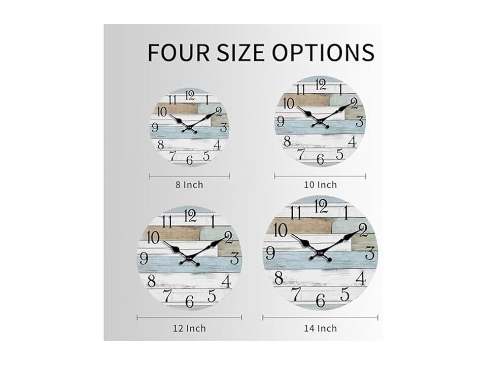 Coastal Country Rustic Retro Wall Clock 8 Inch Silent Non Ticking