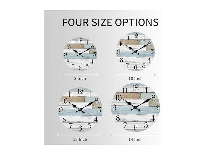 Coastal Country Rustic Retro Wall Clock 8 Inch Silent Non Ticking image number 1