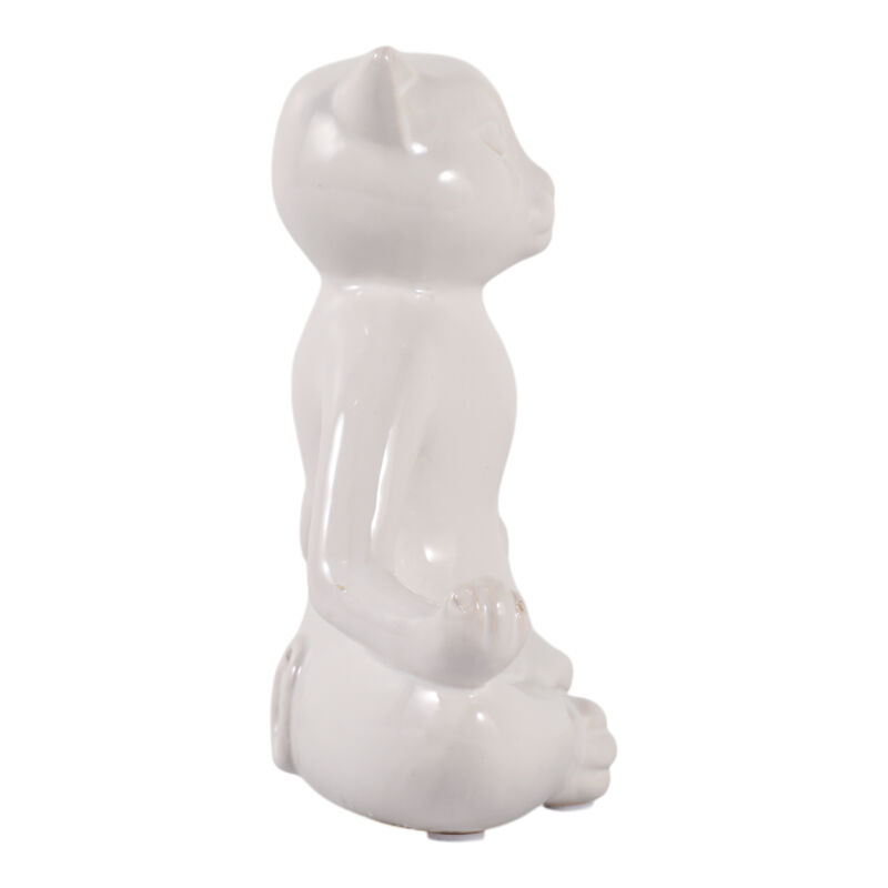 Ceramic 7" Yoga Cat, White image number 2