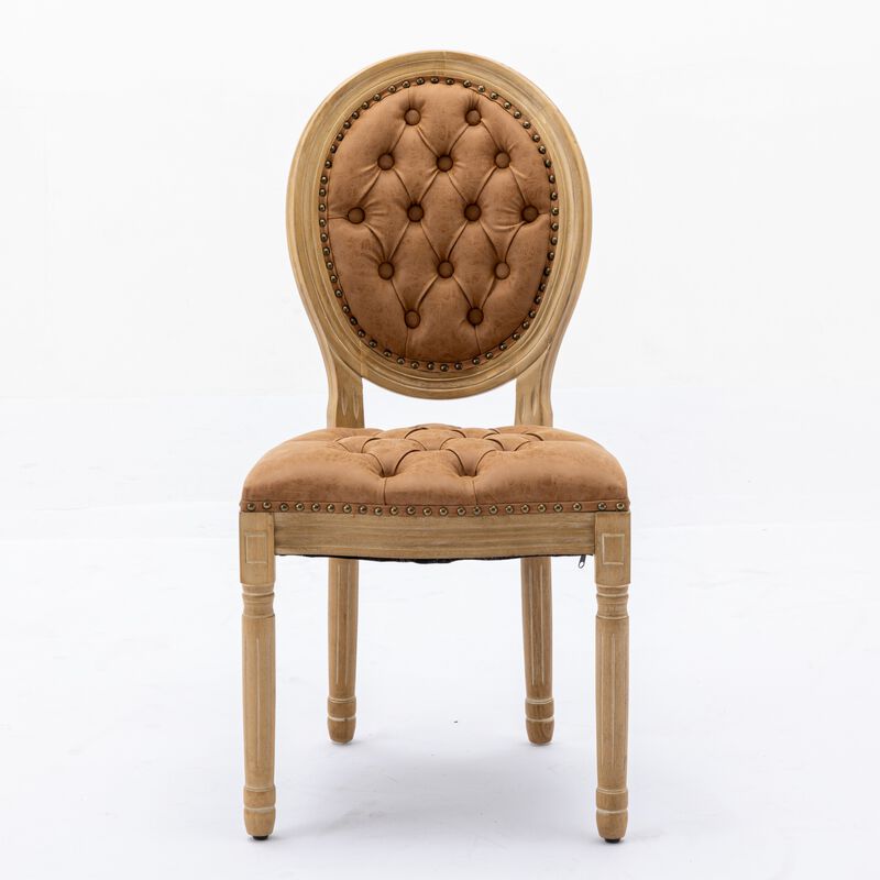 Whisen French Style Dining Chair, Rubberwood Frame with PU Leather Upholstery, Handmade Tufted & Nailhead Trim, Set of 2 for Living Room Kitchen image number 0