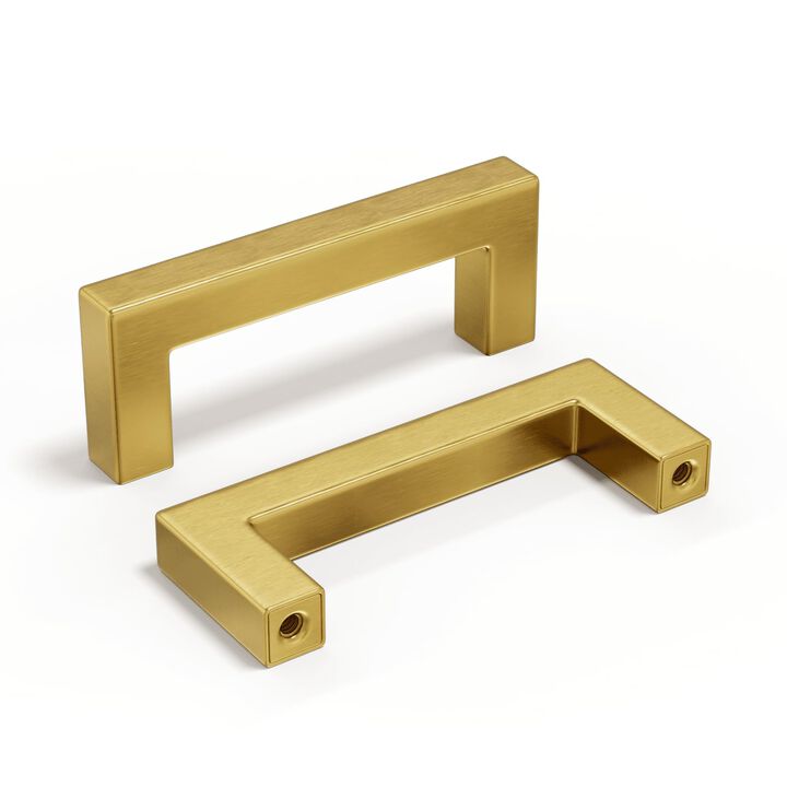 homdiy 3 Inch Gold Cabinet Pulls 30 Pack Brushed Brass Kitchen Handles Square Cabinet Hardware for Cupboard Doors 10"" Hole Cent