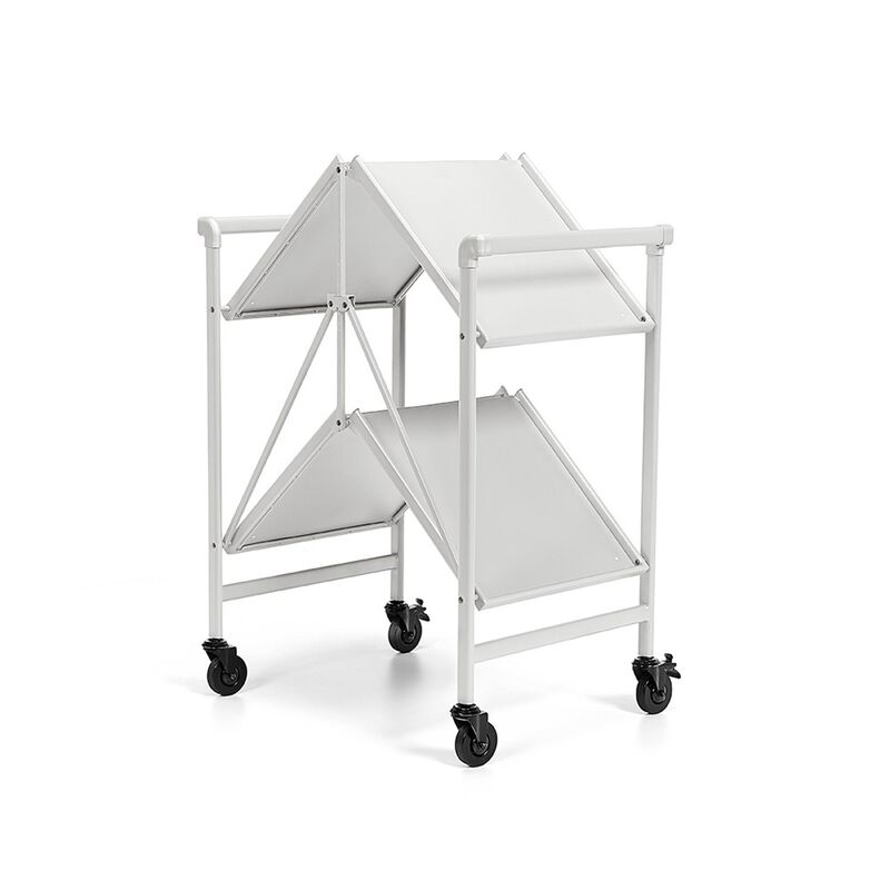 Outdoor and Indoor Folding Serving Cart with Wheels and 2 Shelves