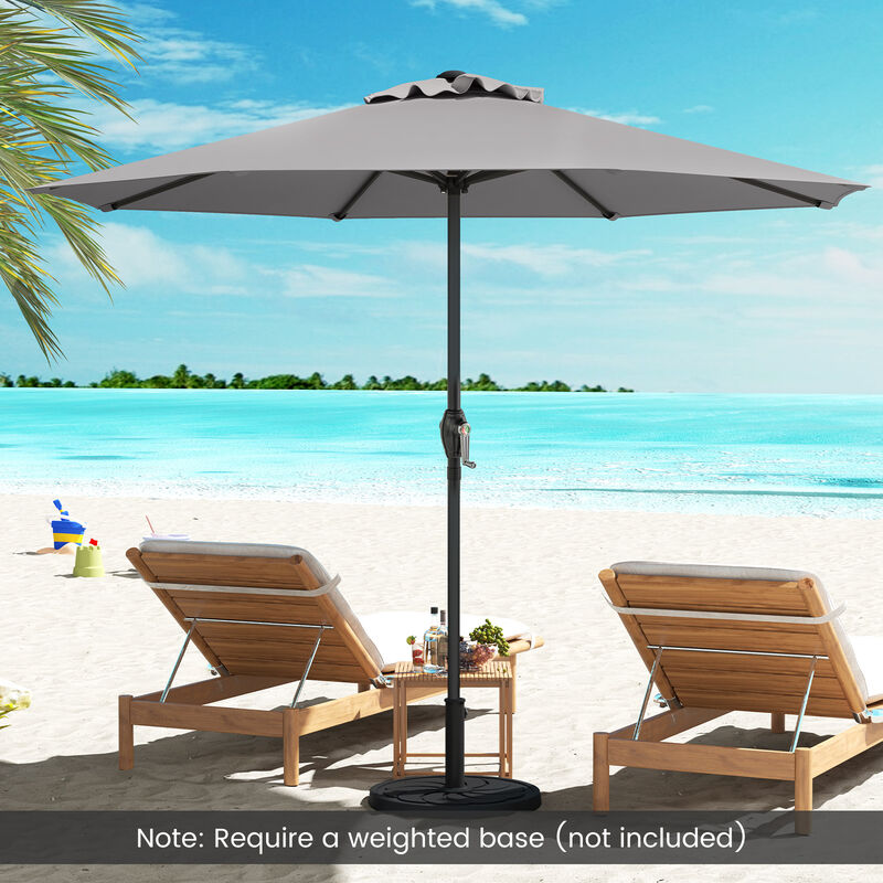 Outdoor Heavy Duty Market Umbrella with Crank Handle and 8 Sturdy Ribs