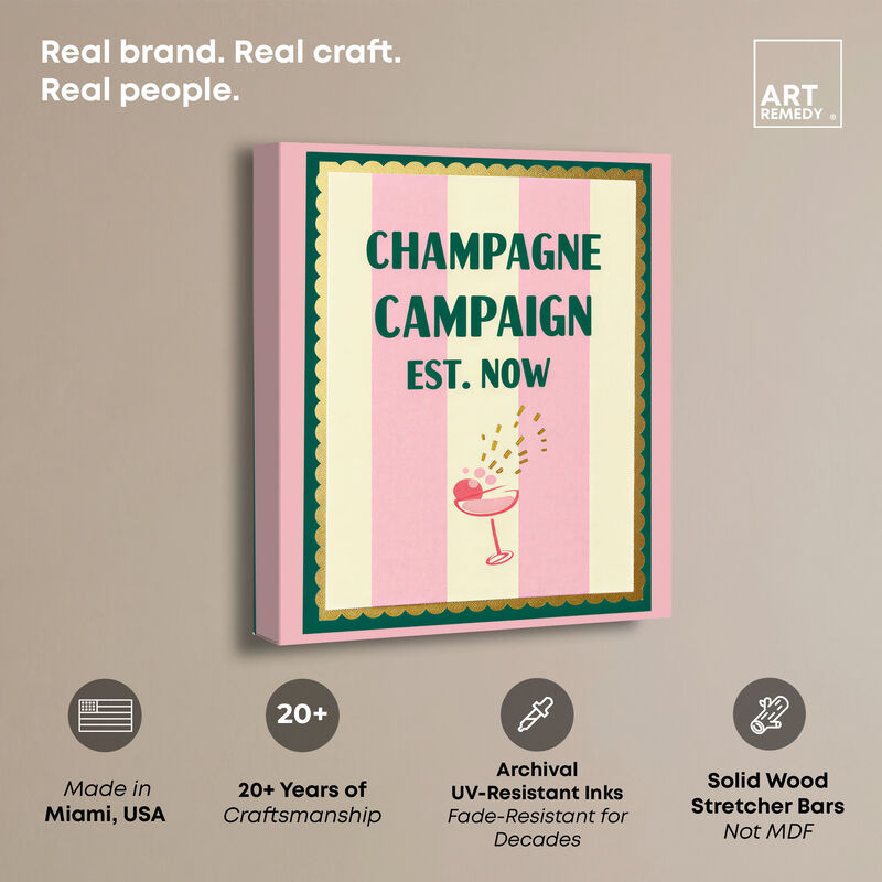 Champagne Campaign Drinks and Spirits Canvas Print by Art Remedy image number 2