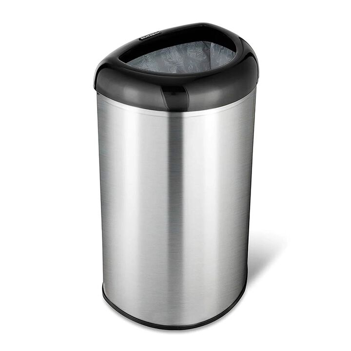 QuikFurn Stainless Steel Black Open Top 13-Gallon Kitchen Trash Can with No Lid