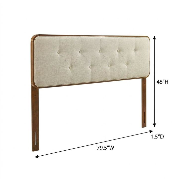Tufted Fabric King Headboard with Wood Frame and Elegant Design