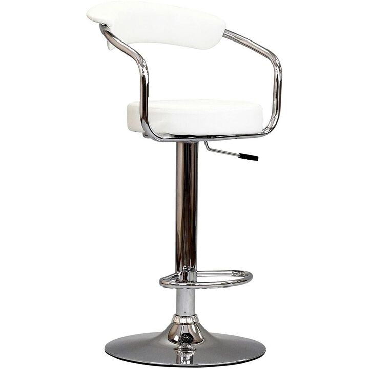 Contemporary Style White Color Barstool Counter Height Chairs Set of 2 Adjustable Swivel Kitchen Island Stools