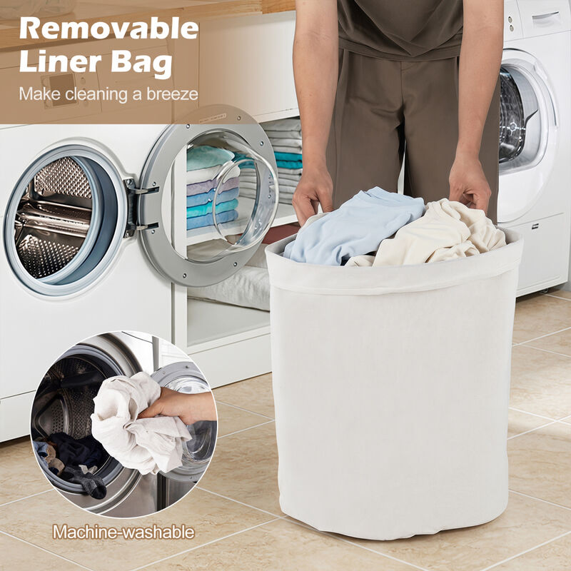 15 Gallon Wicker Laundry Hamper with Removable Liner and Lid image number 3