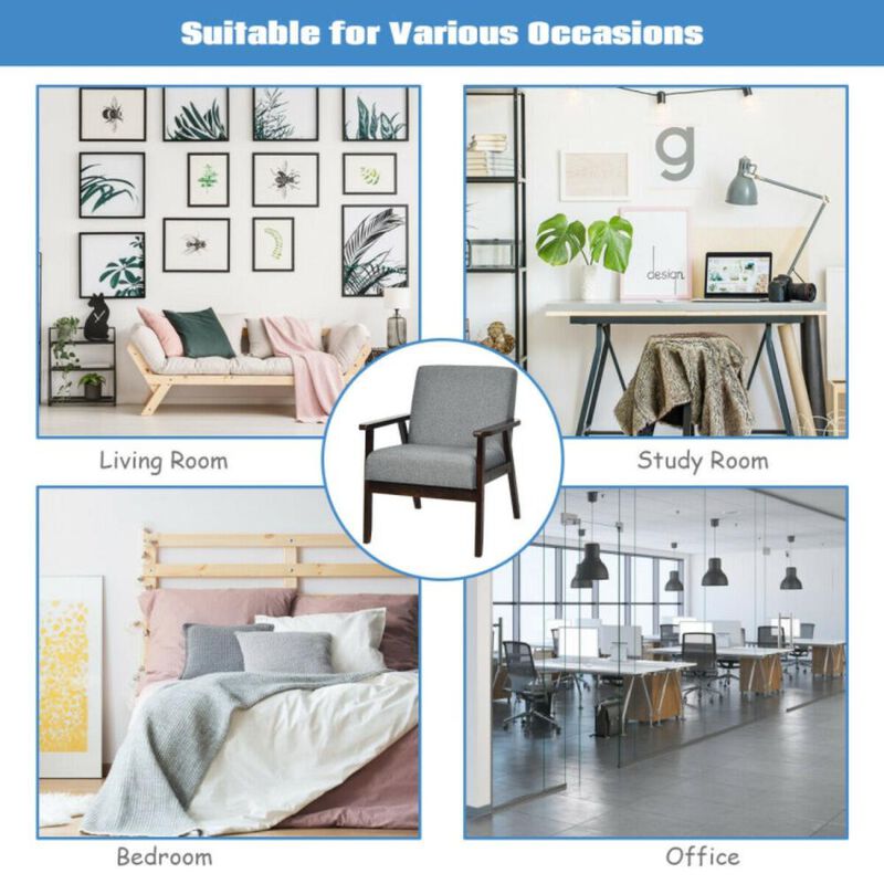 Hivvago Mid-Century Retro Fabric Accent Armchair for Living Room