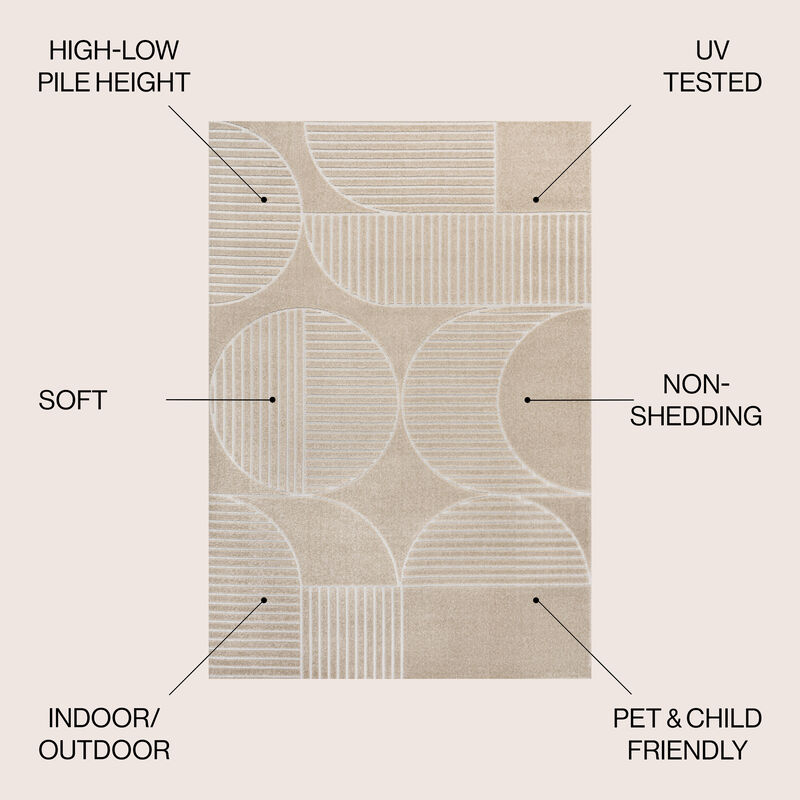 Nordby Geometric Arch Scandi Striped Area Rug