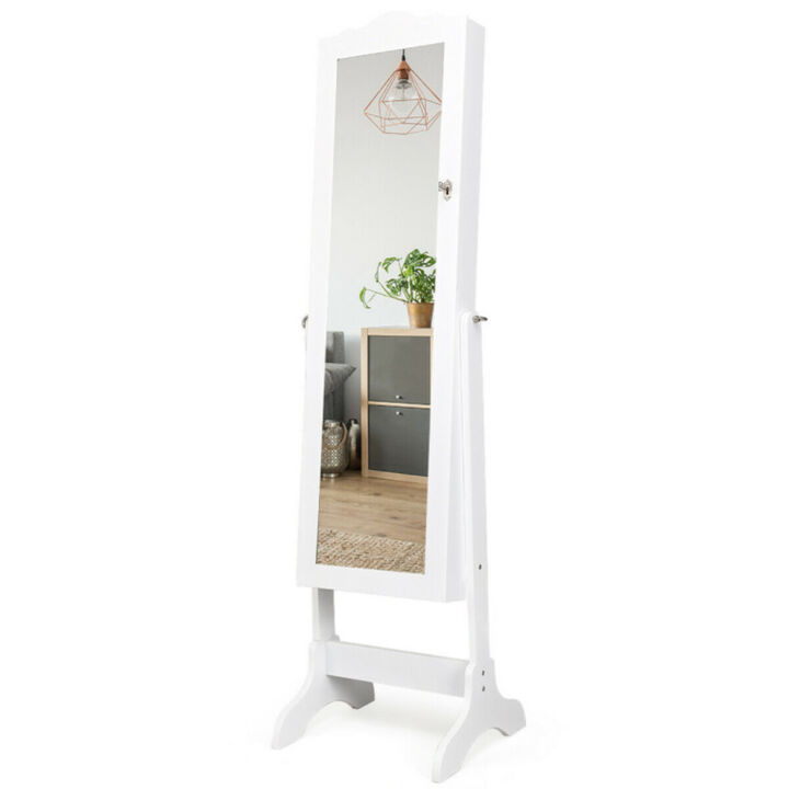 Lockable Jewelry Cabinet with 4-Angle Tilting Mirror and Large Storage Capacity