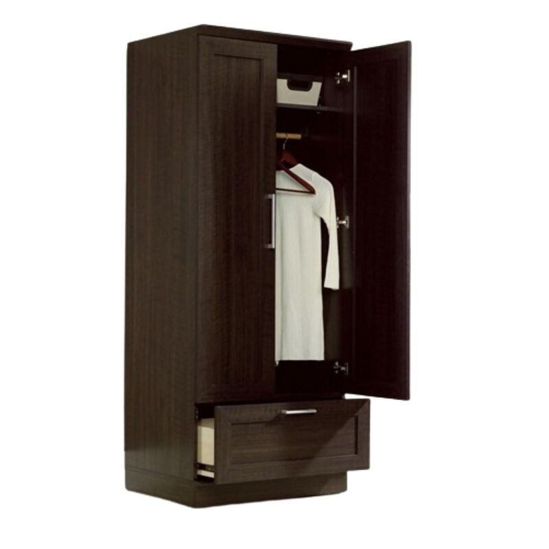 Hivvago Bedroom Wardrobe Armoire Cabinet in Dark Brown Oak Wood Finish