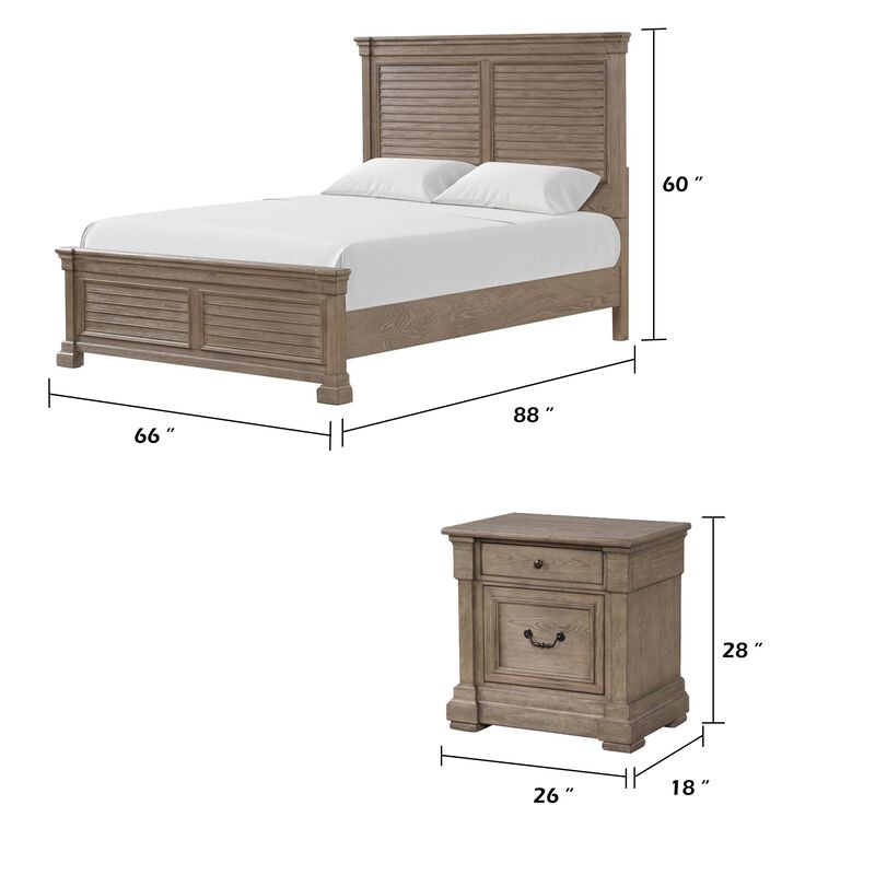 Queen Bedroom Set, Gray, Dark Bronze Wood, 2 Piece Set with Nightstand image number 7
