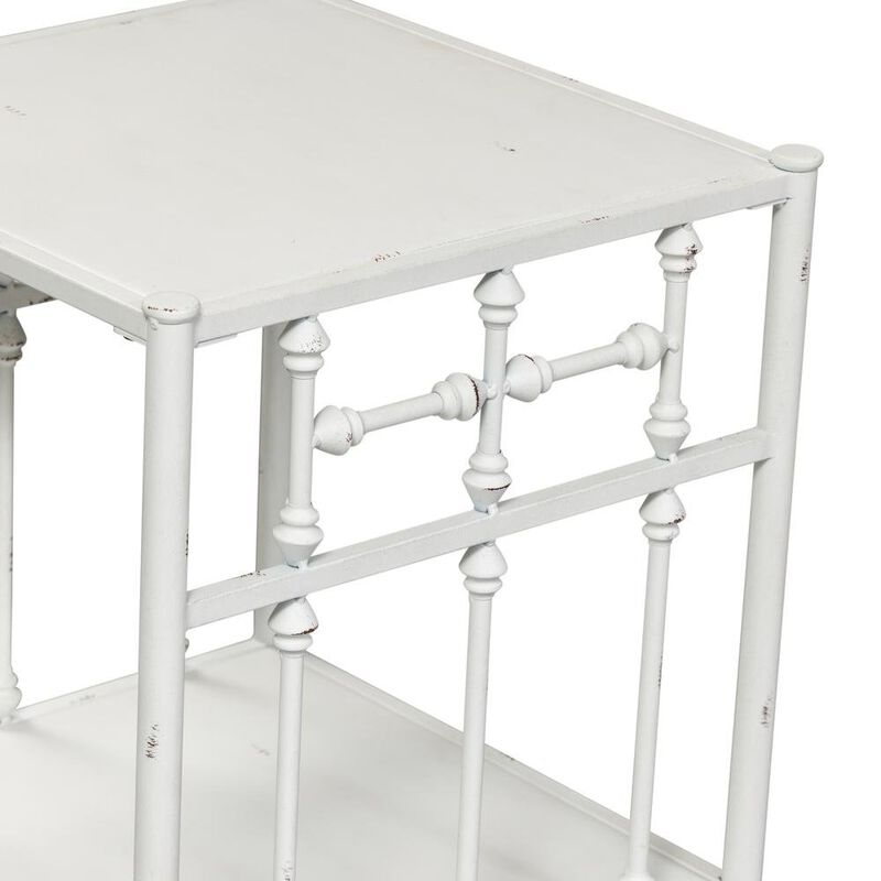 Starlight Canyon Home Metal Nightstand - Antique White, Small Metal Side Table For Bedroom