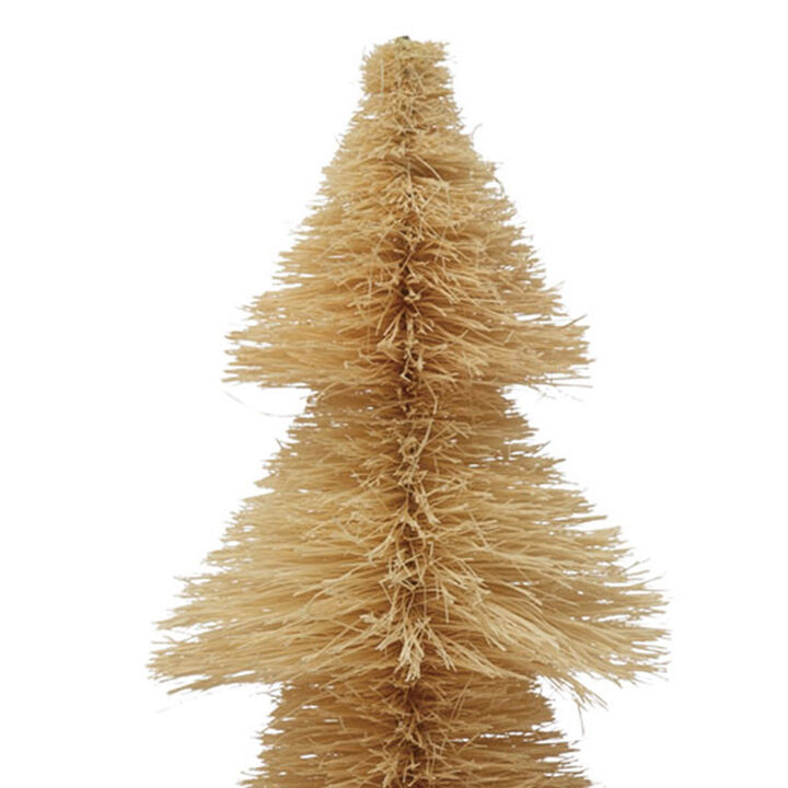 Sisal Bottle Brush Tree with Wood Base, Cream