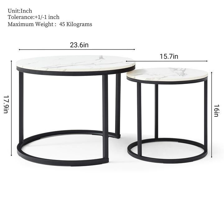 GOODSILO Set of 2 Nesting Coffee Tables Flexible Separable Combined Design for Living Room Bedroom Apartment Small Space Use as Side Table Nightstand Display Shelf