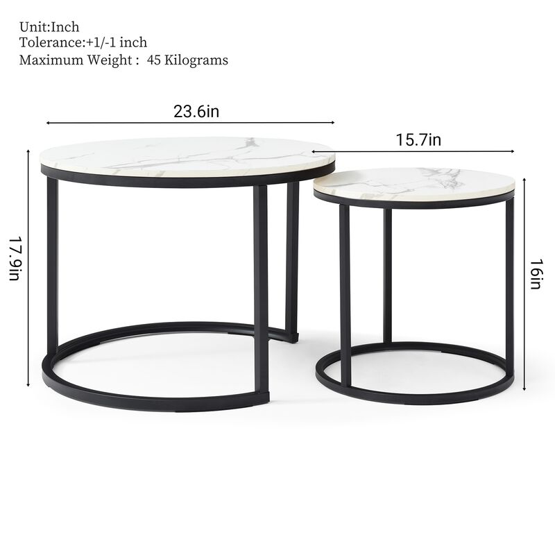 GOODSILO Set of 2 Nesting Coffee Tables Flexible Separable Combined Design for Living Room Bedroom Apartment Small Space Use as Side Table Nightstand Display Shelf image number 1