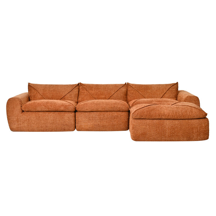 116" Fully Compressed Sofa with High Density Foam, Integrated Backrest Seat Cushion, Decorative Edging