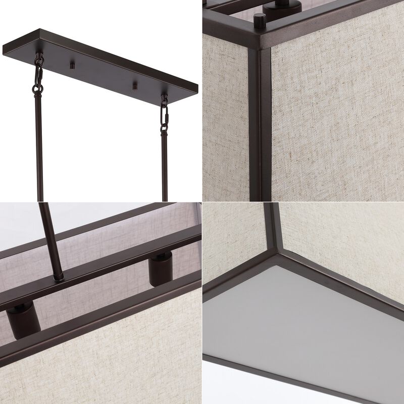Crosby 4-Light Minimalist Industrial Trapezoidal Linen Iron Linear LED Pendant
