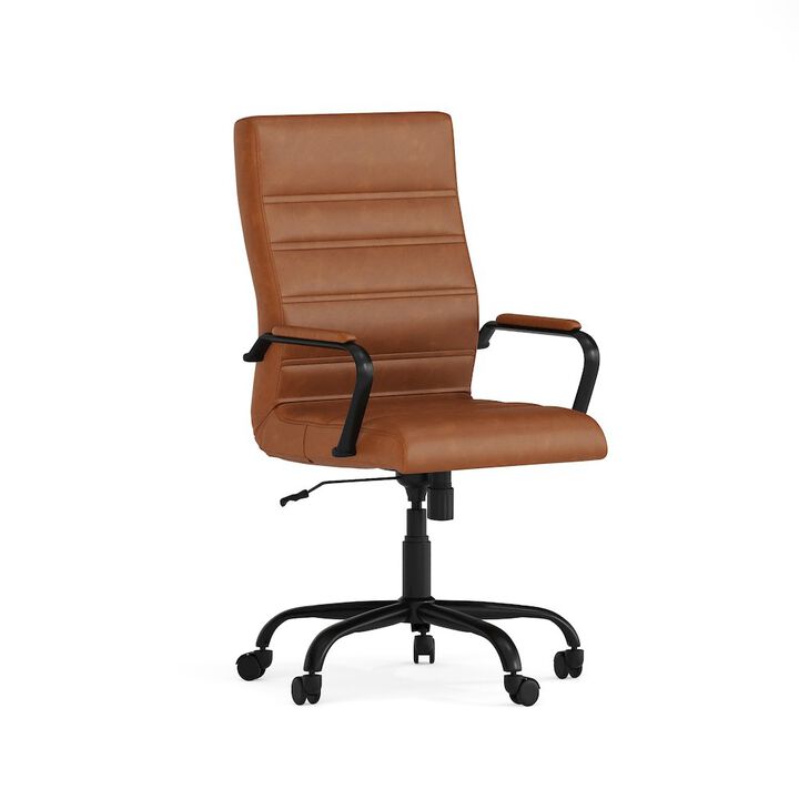 Flash Furniture High Back Brown Executive Swivel Office Chair with Black Frame and Arms