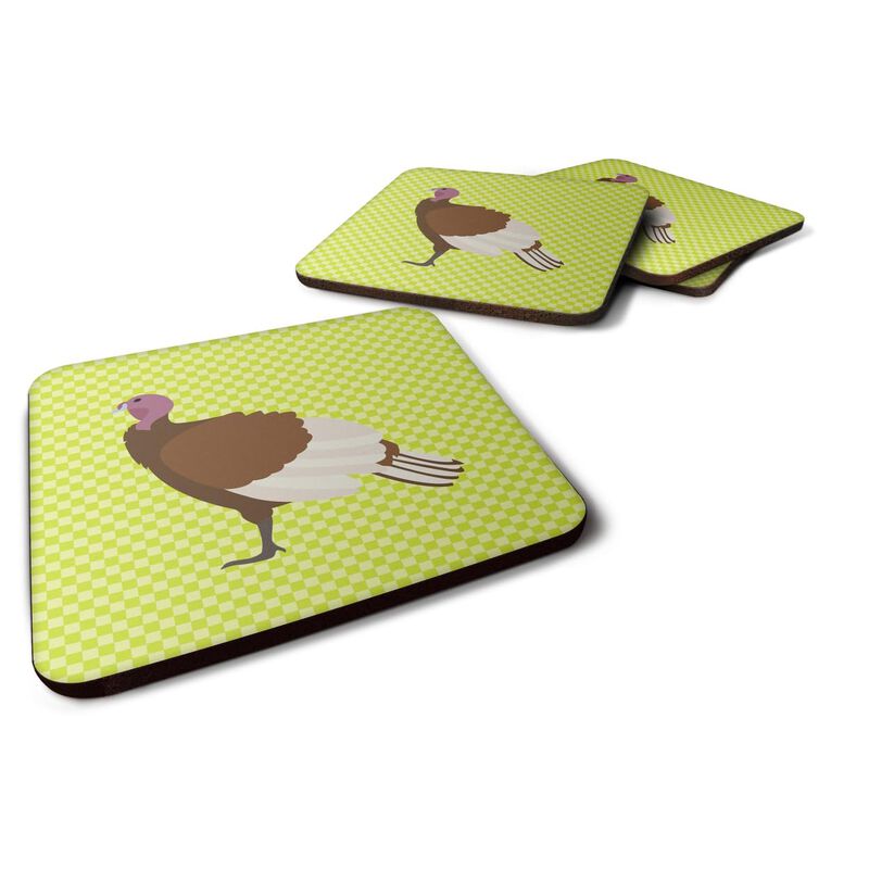 Caroline's Treasures Bourbon Red Turkey Hen Green Decorative coasters, 3.5, Multicolor