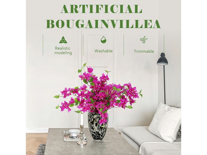10 Piece Purple Artificial Bougainvillea Flower Stems Outdoor Garden Porch Decor image number 1