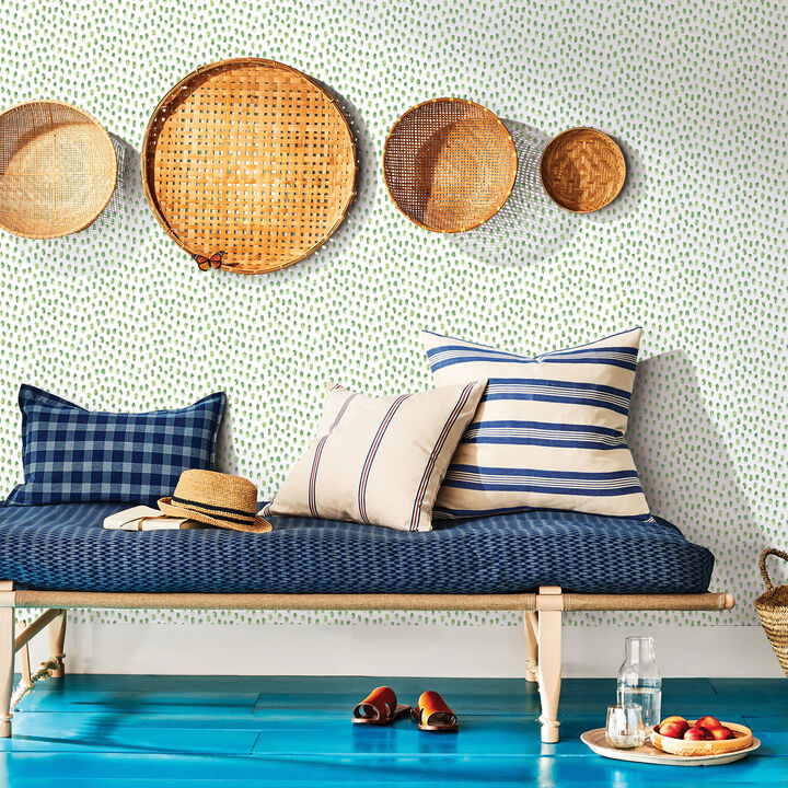 Sand Green Painted Dots Wallpaper