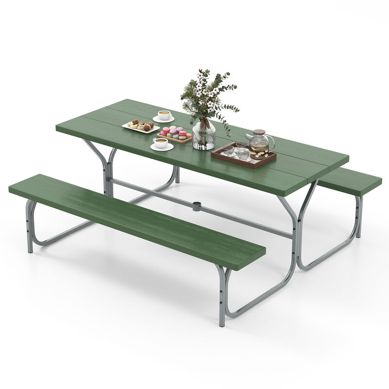 6 Feet Picnic Table Bench Set with HDPE Tabletop for 8 Person image number 3