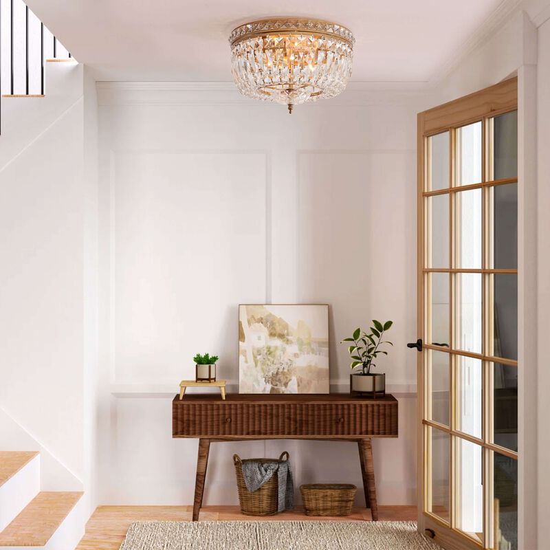 Elara Crystal Basket Flush Mount Chandelier image number 2