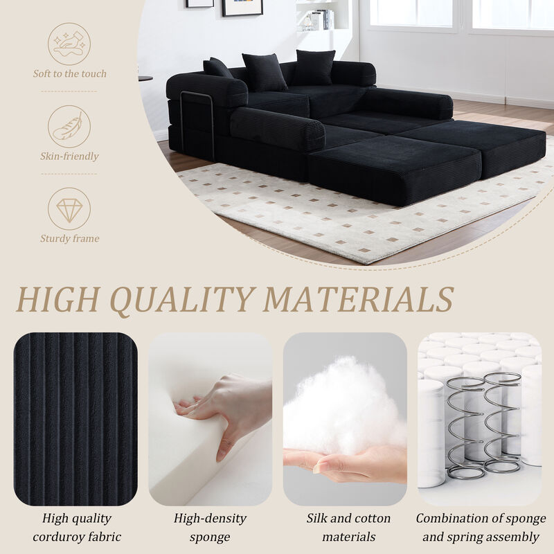 Folding Multi-Scene Convertible Sofa Bed with Storage Pockets image number 1