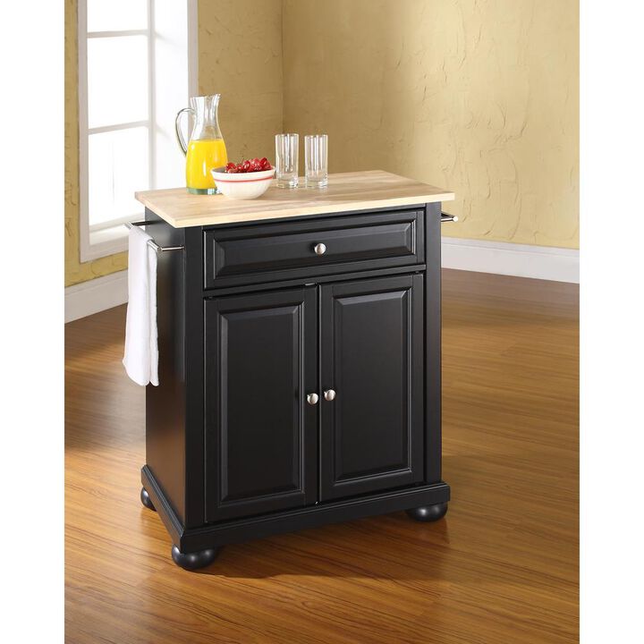 Alexandria Wood Top Portable Kitchen Island/Cart
