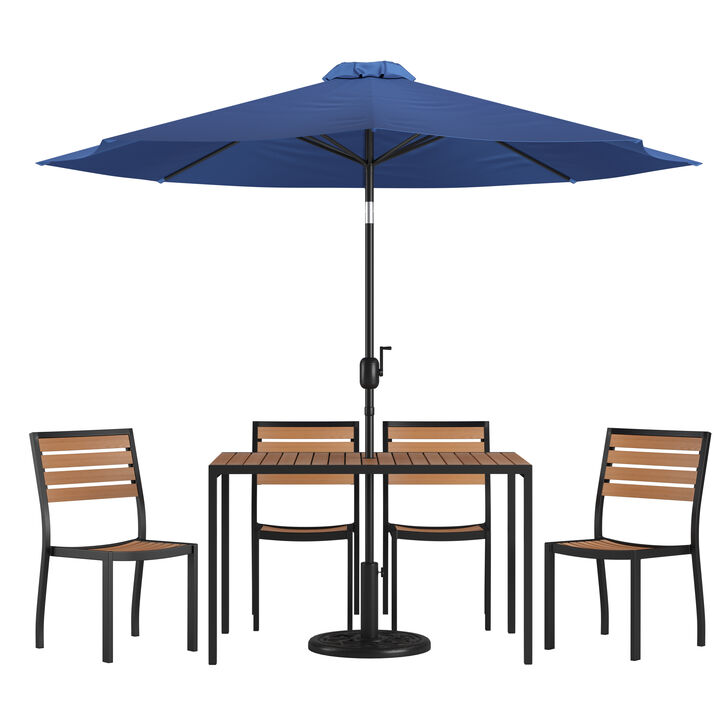 Faux Teak Patio Table & Chairs