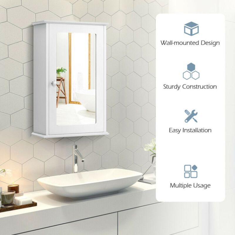 Hivago Bathroom Wall Cabinet with Single Mirror Door