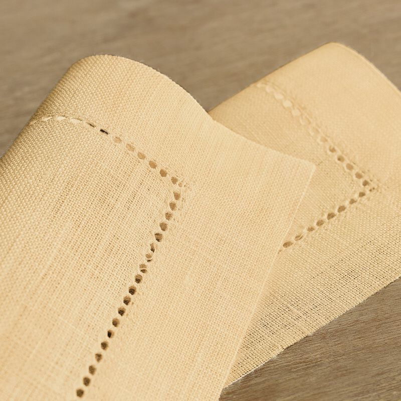 Solino Home 100% Pure Linen Cocktail Napkins 6 x 6 Inch Set of 12 - Classic Hemstitch