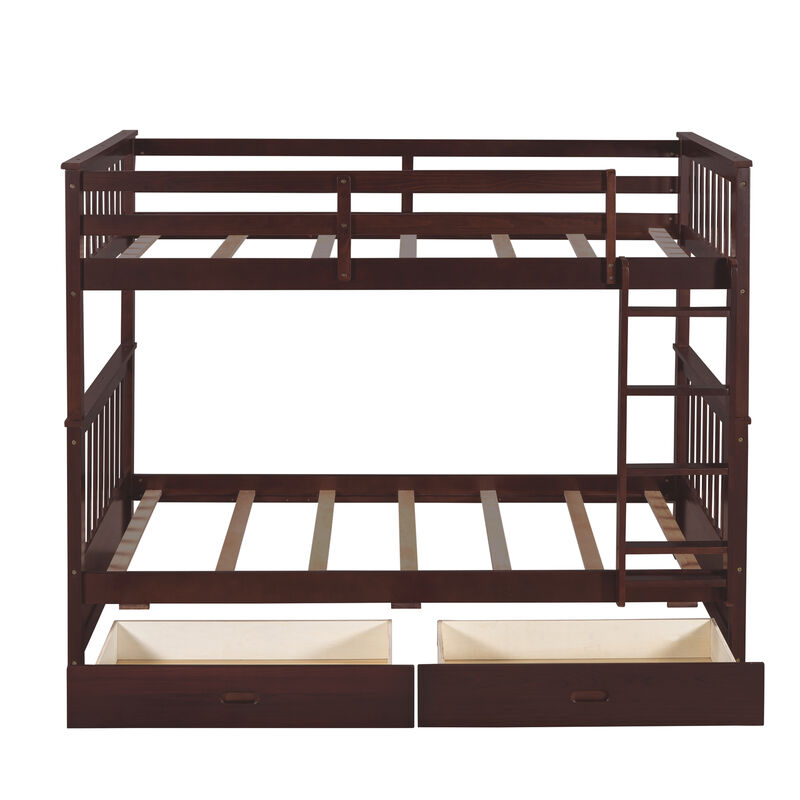 Whisen 80"x42.9" Twin-Over-Twin Bunk Bed, Solid Wood with 2 Drawers for Kids Bedroom image number 7